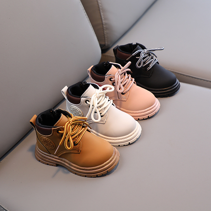 Leather Work For Kids - Herfst Winter Kinderen Antislip Veterschoenen Korte