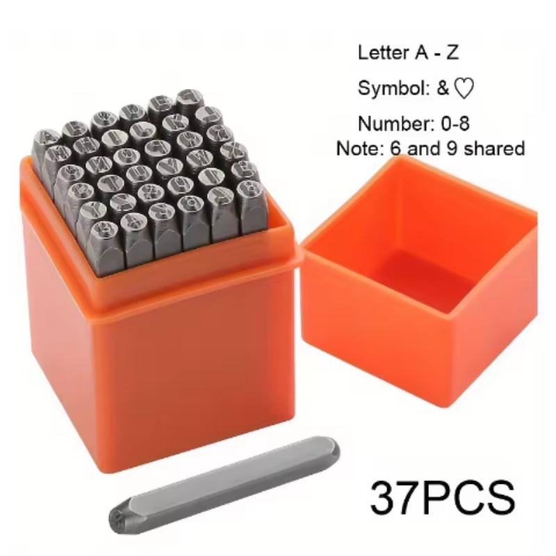 Leatherwork Jewelry - 37-delige 3mm Nummer- & Letterstempelset, Metalen
