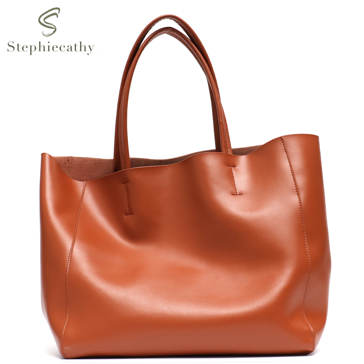 Leather Work Handbags For Women - Minimalistische grote draagtas Dames Modieus echt