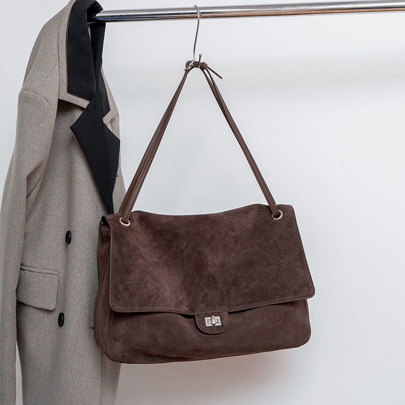 Leather Work Handbags For Women - Echte suède leren schoudertas voor dames,