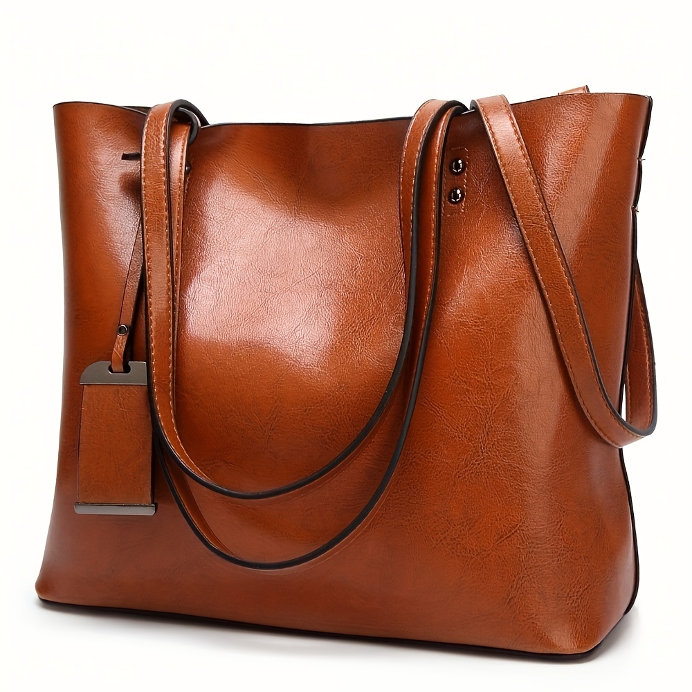 Leather Work Handbags For Women - Modieuze Klassieke Retro Lederen Damestas Handtas