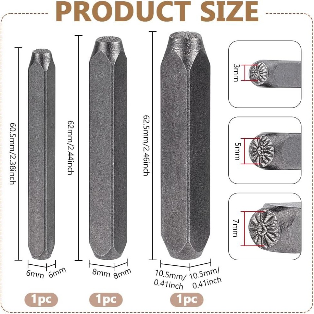 3 stuks metalen punch-stempel  - Leatherwork Jewelry recensie en prijs